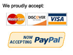 We proudly accept Visa or Mastercard
